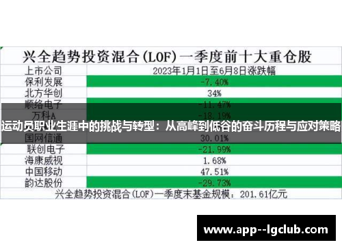 运动员职业生涯中的挑战与转型:从高峰到低谷的奋斗历程与应对策略 运动员职业生涯中的挑战与转型:从高峰到低谷的奋斗历程与应对策略